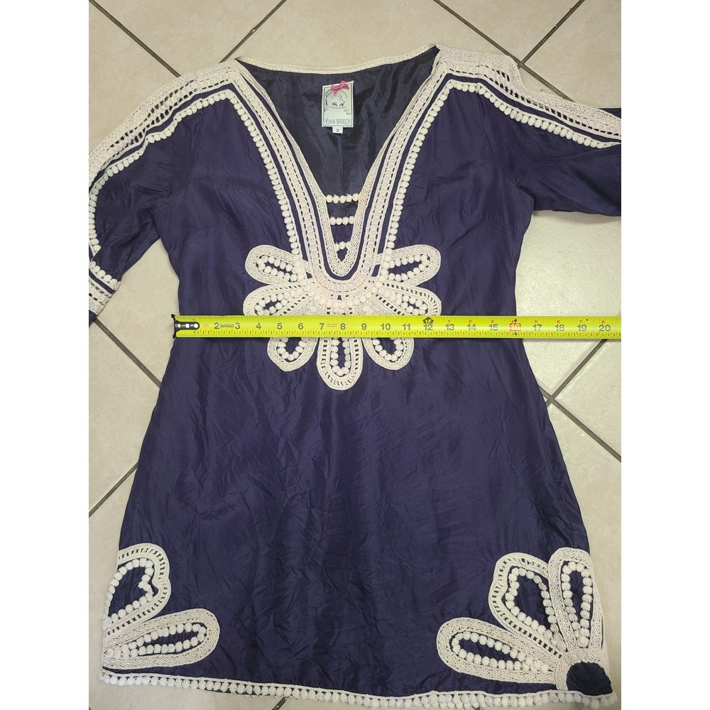 Yoana Baraschi Tunic Dress Womens Size 8 Purple Silk Blend Crochet Lace Boho - Picture 10 of 10